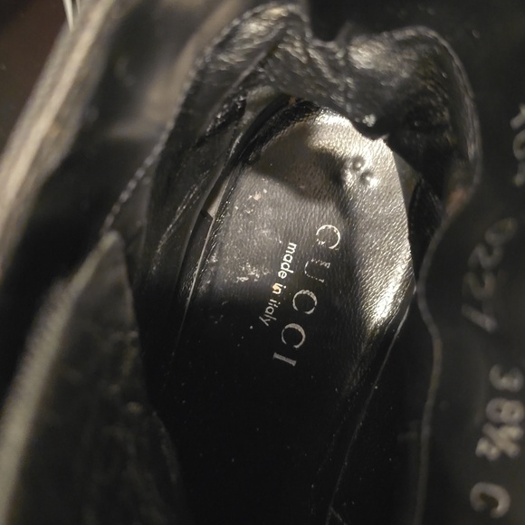 Black Leather GUCCI Boots with Green and Red Stripe - Picture 6 of 6